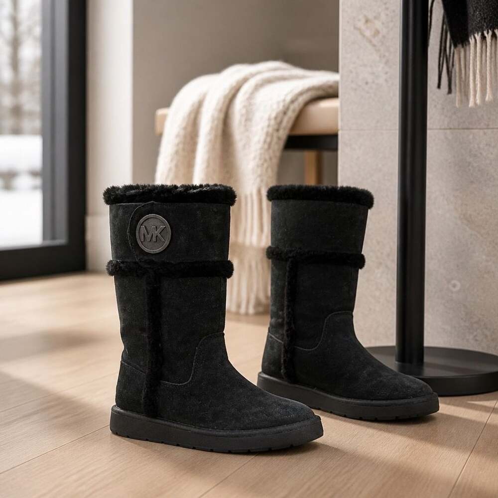 Michael Kors Black Suede Faux Fur Lined Winter Boots #485